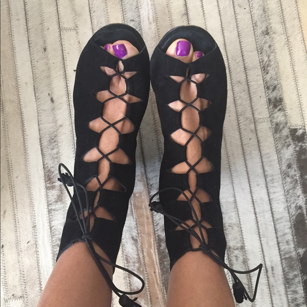 Opening Ceremony Lace Up Wedge bootie 38.5